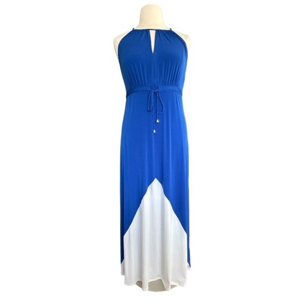 Suite 7 | Color-Blocked Maxi Dress | Cobalt Blue & White | Size 12